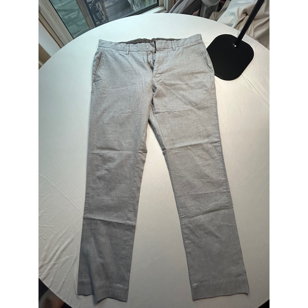 J.Crew Bowery Slim Fit Dress Pants Mens 33x28 Light Gray Cotton Trousers